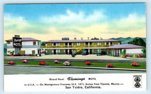 SAN YSIDRO, CA California~ FLAMINGO MOTEL Highway 101 Roadside c1960s  Postcard