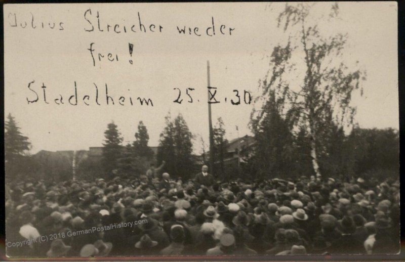 3rd Reich Germany Stadelheim 1930 Julius Streicher Private RPPC Released f 94700