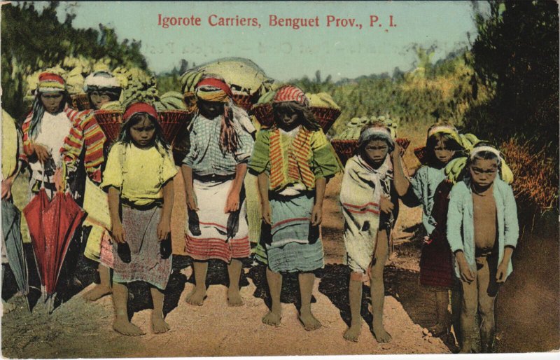 PC PHILIPPINES, IGOROTE CARRIERS, BENGUET, Vintage Postcard (b42960)