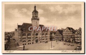 Old Postcard Stuttgart und Rathaus Marktplatz