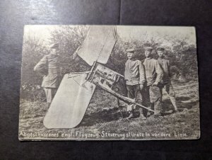 Mint Germany RPPC Postcard Downed English Plane Control Crash in Front of Line