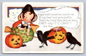 J99/ Halloween Postcard Holiday Greetings c1910 Child Witch Whitney 488