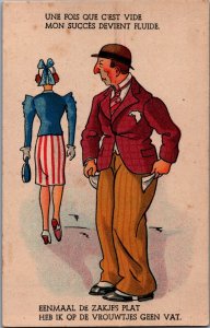 Comic Caricature Men No Money For Ladies Vintage Postcard 09.14
