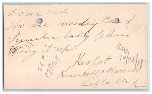 1887 Needing Lumber Badly Lamoille IA Clinton IA Antique Postal Card