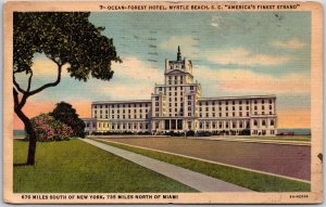 Myrtle Beach South Carolina, 1955 Ocean-Forest Hotel, Building, Vintage Postcard