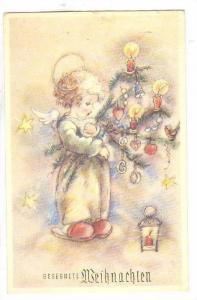 Gesegnete Weihnachten, Angel holding decorated Christmas 