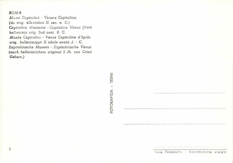 Painting statue Postcard Roma Venere Capitolina