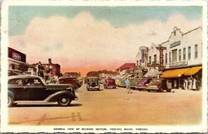 General View Business Section Virginia Beach VA WB Postcard PM Norfolk Cancel 1c 