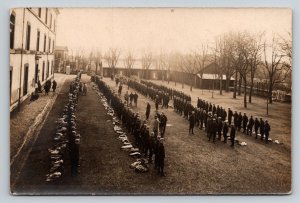 RPPC  WW1  French Infantry  Infantrymen During Gear Inspection      Postcard