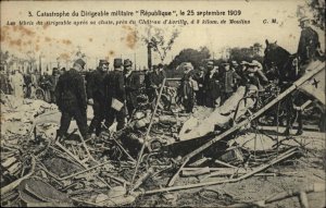 Moulins Dirigible Balloon Aviation Disaster Crash of Republique c1909 Postcard