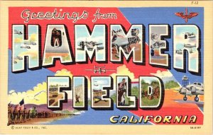 CA, California  HAMMER FIELD Large Letter Linen  ca1940's MILITARY Postcard