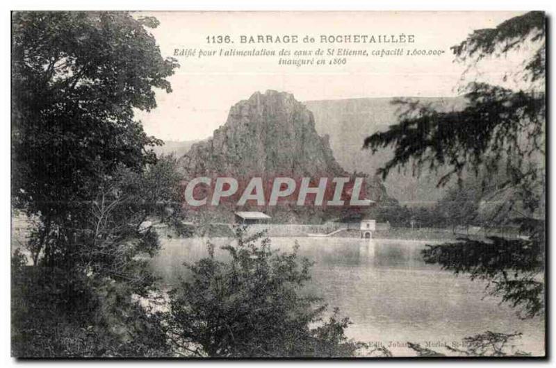 Old Postcard Dam Tour Rochetaillee Edifre the supply of water from St Elienne