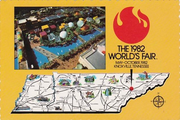 Tennessee Knoxville Aerial View The 1982 World's Fair & Map