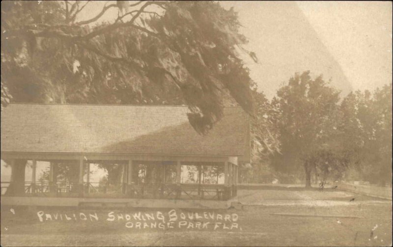 Orange Park FL Pavilion Showing Blvd 1908 Used Real Photo Postcard