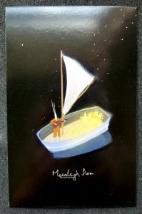 [AG] P726 Moonlight Bunny Music Sailing Ship Boat (postcard) *glow in dark *New