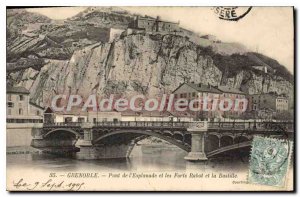 Old Postcard Grenoble Pont De I'Esplanade And Rabot Strong And The Bastille