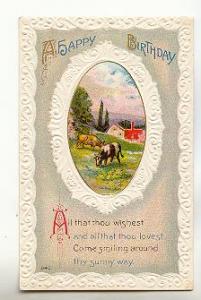 Embossed Border, Poem, Scene, Birthday