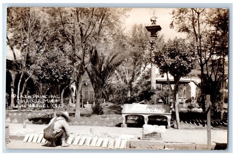 Quiroga Michoacan Mexico Postcard Plaza Principal c1910 Unposted RPPC Photo
