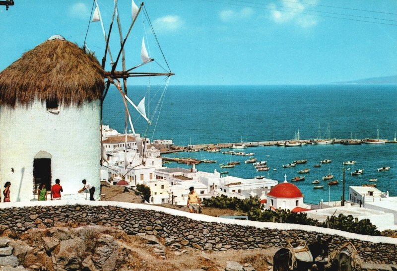 Vintage Postcard  Windmill In Mykonos Historical Landmark Mikonos Greece