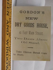 Victorian Trade Card Gordon's Dry Goods Millinery Cloaks Tree with Fruit F41