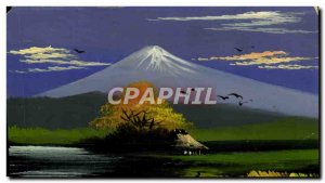 Old Postcard Japan Nippon (hand painted) Landscape Volcano