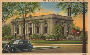 USA Historical and Art Museum Kenosha Wisconsin Linen Postcard 03.80