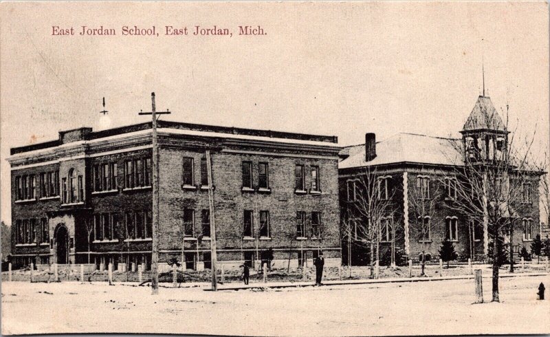 Postcard East Jordan School in East Jordan, Michigan