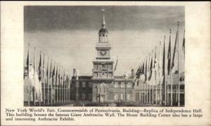 1939 NY New York World's Fair Independence Hall - Map on Backside Postcard