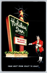 Holiday Inn~Hattiesburg Mississippi~Innkeeper W/ Lantern & Sign~PM 1959~Postcard