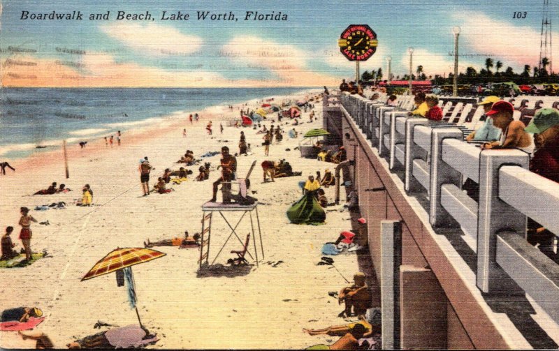 Florida Lake Worth Boardwalk and Beach 1957