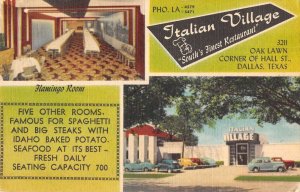 Dallas Texas Italian Village Restaurant Linen Vintage Postcard AA33447