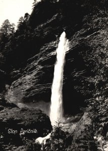 Vintage Postcard Real Photo Slan Pericnik Waterfall Triglav Park Slovenia RPPC