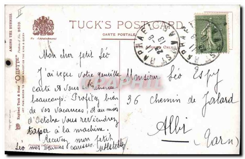 Postcard Old Rabbit Rabbit Dog