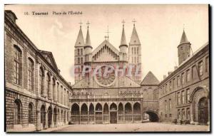 Old Postcard Tournai Place De L & # 39Eveche