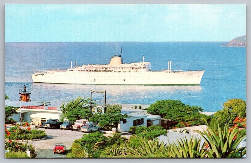 M/S Victoria Harbor Saint Thomas Virgin Islands Ship Shoreline Old Cars