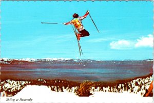 South Lake Tahoe, CA California HEAVENLY SKIING Ski Area~Skier Jump 4X6 Postcard