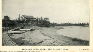 Postcard Antique View of Sachems Head Hotel & Bloody Cove, Madison, CT. L7