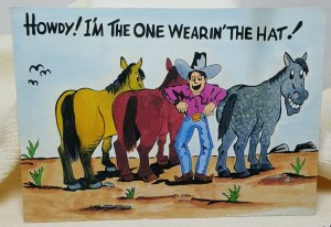 Cowboys Horses Humor Wearin' the Hat Vintage Postcard