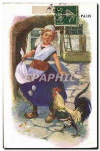 Postcard Old Rooster Hen