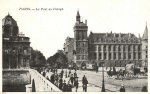 Vintage Postcard Le Pont Au Change Arch Bridge in Paris France