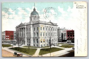 Bloomington Illinois~Panorama of Courthouse Building~Vintage Postcard