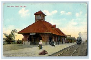 c1910's Grand Trunk Depot Train Station Railroad Flint Michigan MI Postcard