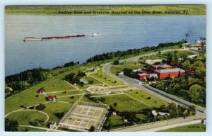 PADUCAH, Kentucky KY ~ Barkley Park RIVERSIDE HOSPITAL Ohio River 1940s Postcard