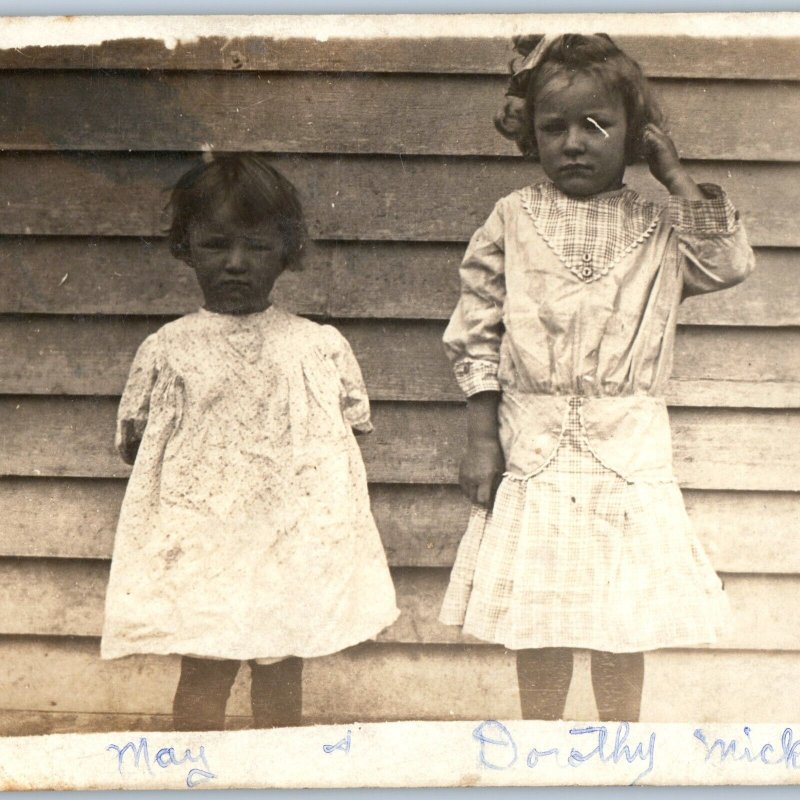 ID'd c1910s Cute Sisters RPPC Young Ladies Little Girls Real Photo Micksel A193