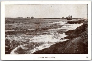 Brunswick Maine ME, After The Storm, Waves Hitting Rocks, Vintage Postcard