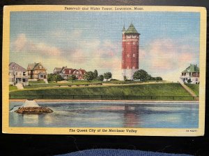 Vintage Postcard 1935 Reservoir Water Tower, Lawrence, Massachusetts (MA)