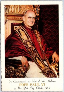 VINTAGE CONTINENTAL SIZED POSTCARD POPE PAUL VI VISIT TO NEW YORK CITY 1965