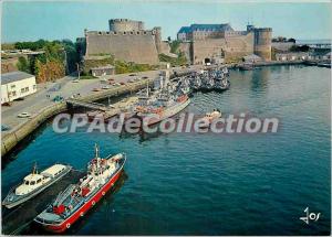Modern Postcard the castle Brest naval port