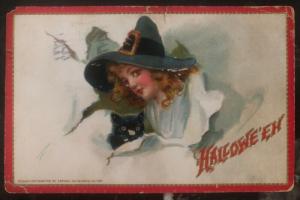 1912 Philadelphia PA Usa Picture Postcard PPC Cover Halloween Black Cat