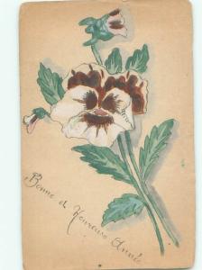 1919 Handmade One-Of-A-Kind Postcard BEAUTIFUL PANSY FLOWERS AC6560